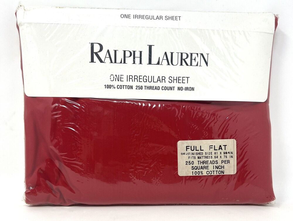 Vintage Ralph Lauren Red Full Flat Sheet *IRREGULAR* New In Package USA MADE NIP